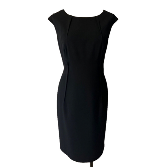 Calvin Klein Sheath Dress 12 Black Stretch Career Church Classic Sleeveless - Picture 1 of 7